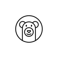 Outline Icon of a Bear’s Face in Monoline Art Style