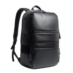 Naklejka premium Black Leather Backpack: Stylish & Durable Travel Bag