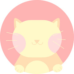 Cute Flat Cat Face Icon Avatar – Pastel Cartoon Kitten Illustrations