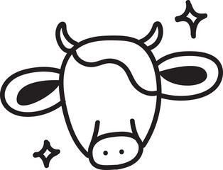 Cute Farm Animal Doodle – Cow Line Art Vector