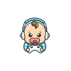 Baby face icon with pacifier and blue hood – cute newborn character illustration for kids-related content