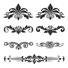 Decorative ornament set in elegant black and white design elements for graphic compositions and designs