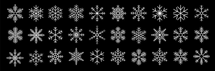 Snowflake icons collection. Snowflake vector. Happy new year, xmas, christmas. Snowflakes icons. New year ornament