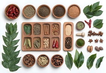 Naklejka premium Aromatic Spices and Herbs Collection