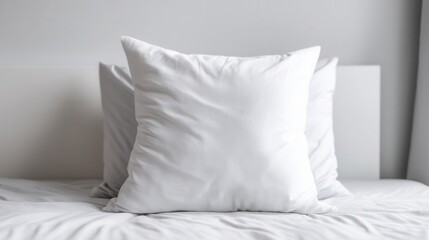 Two white pillows on a bed.