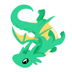 Fototapeta premium Cute Baby Dragon Cartoon Illustration