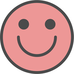 Peach Flat Emoji Icon with black outline vector graphic – Friendly Happy Face