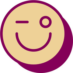 Yellow Wink Emoji with Shadow – Flat Cute Vector Icon