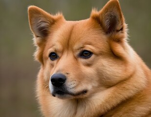 closeup of a finnish spitz dog