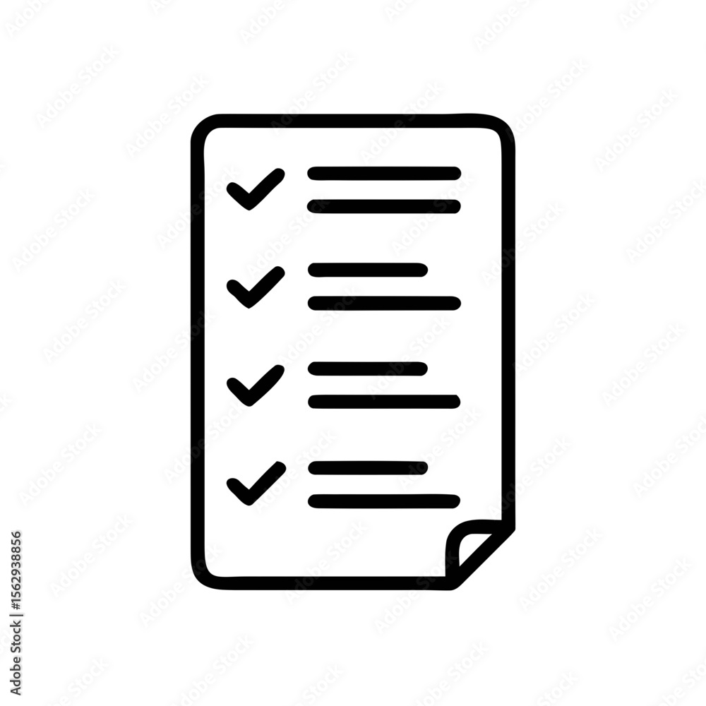Poster checklist document icon outline style with checkmarks