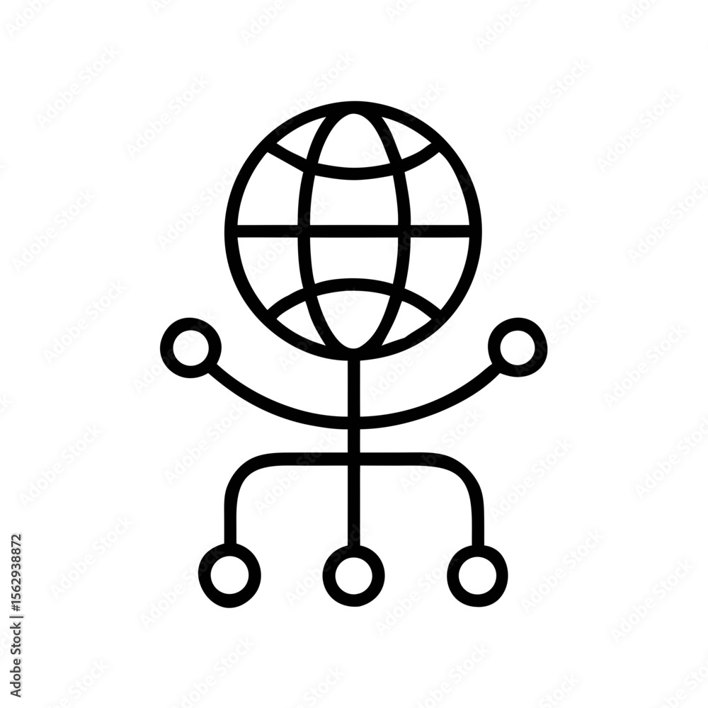 Poster global network integration icon with abstract outline design
