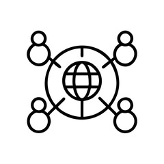 Global Network Connection Icon with People Outline Symbol