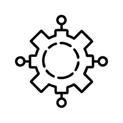 Gear Connection Icon Outline Symbol for Technology and Engineering