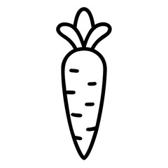 Carrot Icon in Simple Outline Style Isolated on White Background