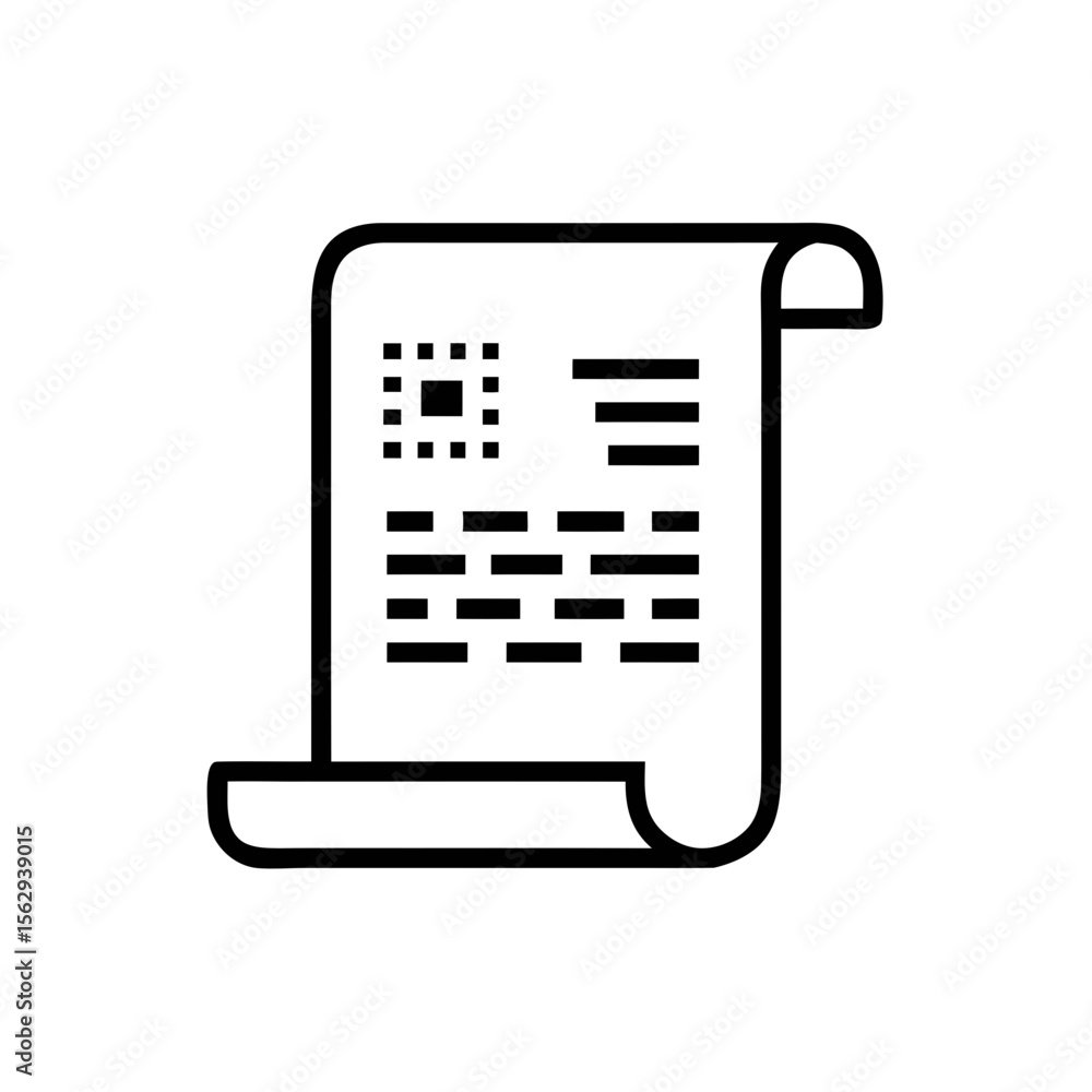 Poster scroll document icon in minimal line style representing text or manuscript