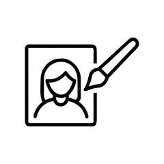 Profile Edit Icon with Pen and User Avatar in Minimal Outline Style