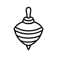 Spinning Top Toy Line Icon in Minimal Outline Style for Kids and Play Concepts