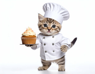 Adorable Kitten Chef Dancing Pastry Delight
