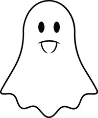 Funny cartoon monster illustration with a comical zombie ghost face drawing, perfect for a quirky Halloween art design