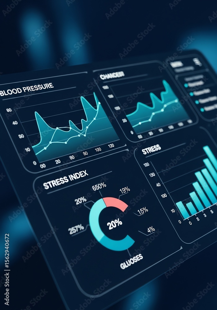 Poster health monitoring data charts on modern device