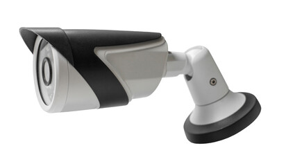 cctv camera close up on white isolated background