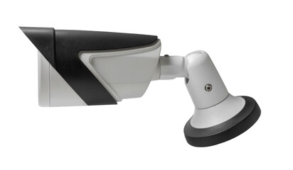 cctv camera close up on white isolated background