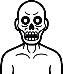 A scary human skull and crossbones vector illustration, perfect for Halloween or pirate-themed designs, symbolizes danger and death