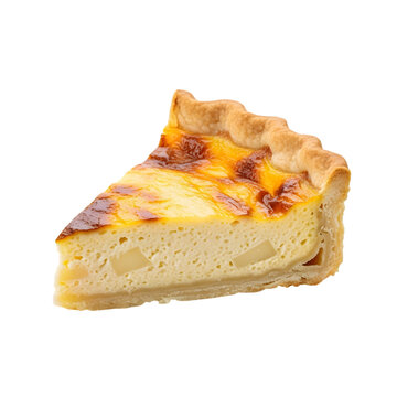 A Savory Slice of Swedish V&auml;sterbottensostpaj a Rich and Flavorful Cheese Quiche on isolated transparent background