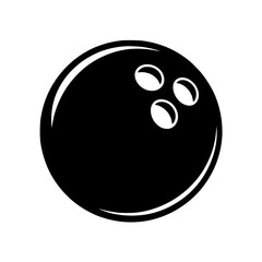Minimalist black silhouette vector illustration of a bowling ball with three finger holes