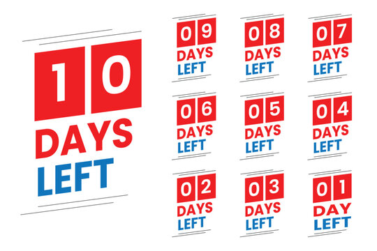 Days Left Reminder Design Red Vector Countdown Graphic