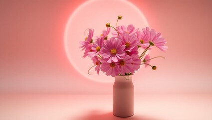 Naklejka premium vase with pink flowers