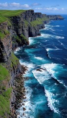 Fototapeta premium Dramatic coastal cliffs meet the ocean