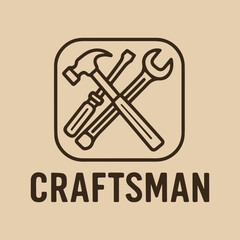 Craftsman Logo with Hammer Screwdriver and Wrench Emblem Design