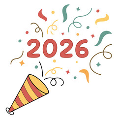 Festive confetti explosion celebrating the new year party popper celebration