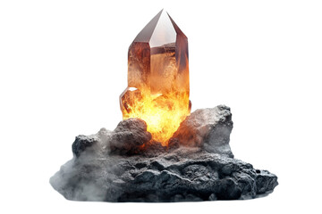 Fiery Smoky Quartz Crystal Rock Fantasy 3d hot    