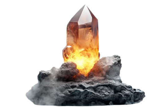 Fiery Smoky Quartz Crystal Rock Fantasy 3d hot    