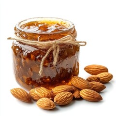 Almond jam isolate on white background