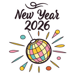 New Year Celebration Disco Ball With Colorful Lights party