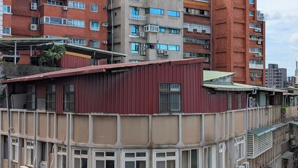 Rooftop Metal Structure on Old Apartment in Taiwan