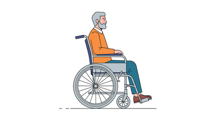 Fototapeta premium Elderly Man in Wheelchair Showing Limited Mobility Assisted Living and Healthcare Concept Visual