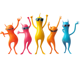 Elegant silhouettes of dancing ladies illustrate a beach party, their stylish dresses and beautiful hair flowing in the summer breeze