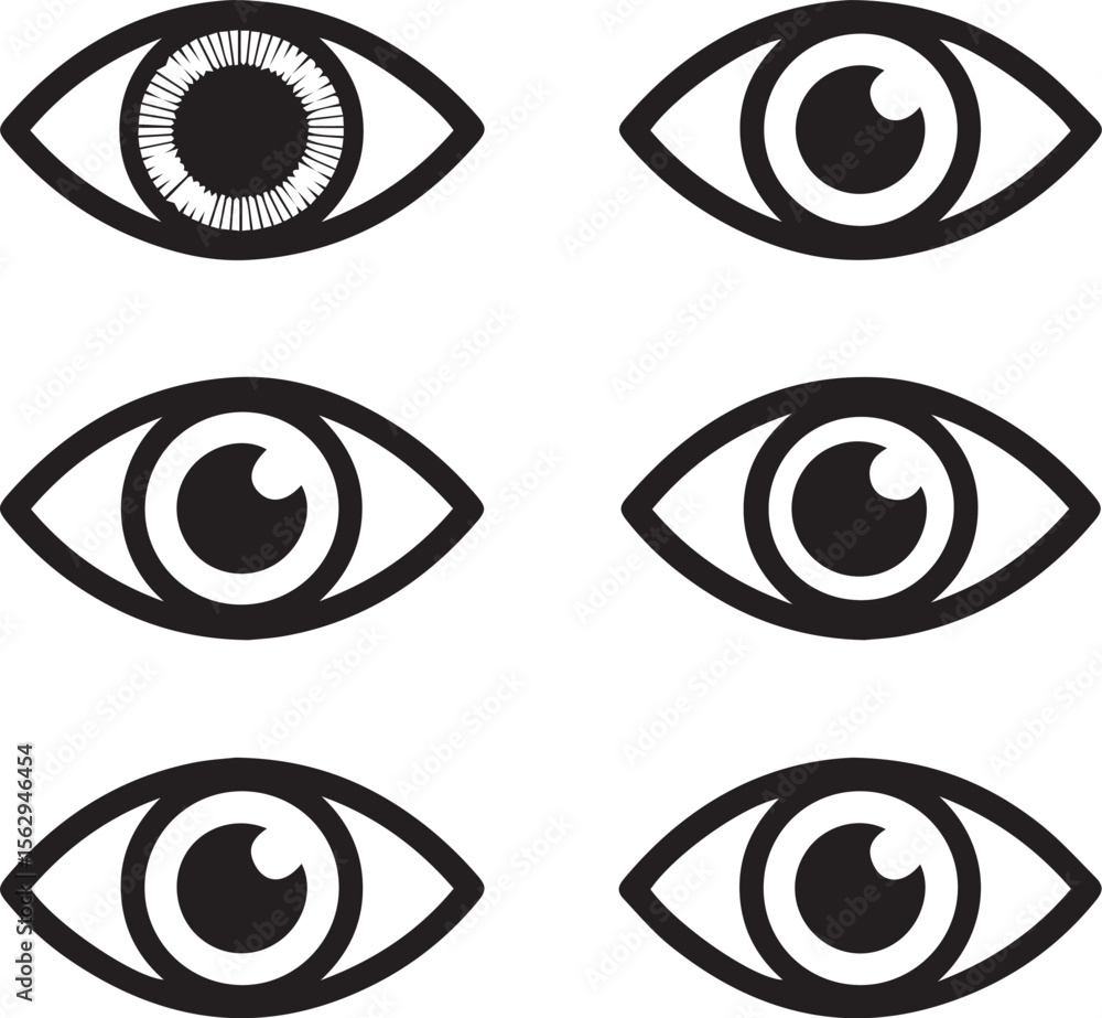 Poster collection of eye illustrations showing varied styles in simplicity and design with unique visuals a