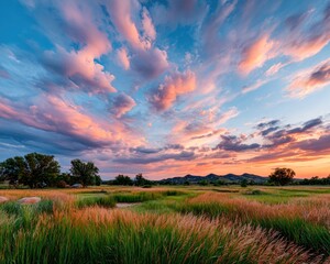 Dramatic sunset over a field (1)