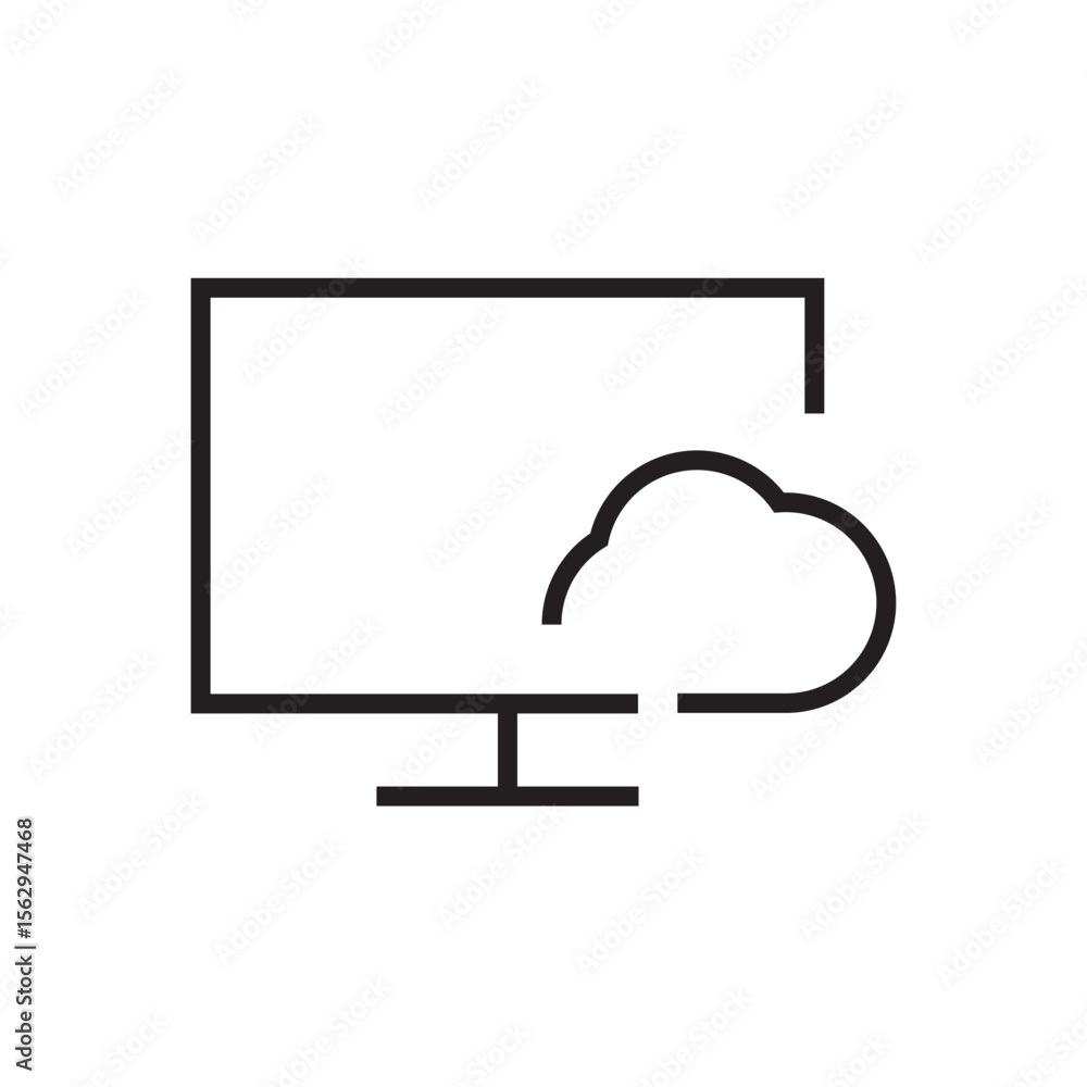 Poster cloud computer tech icon outline editable stroke eps