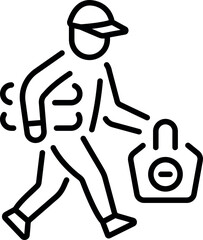 A line style icon showing a character holding a decoy bag