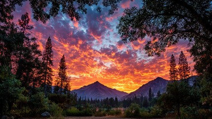 Dramatic sunset over mountains