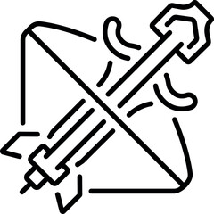 An outline style icon depicting a crossbow weapon 