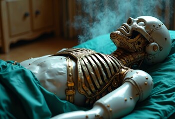 Close up of Mechanical Skeleton Art