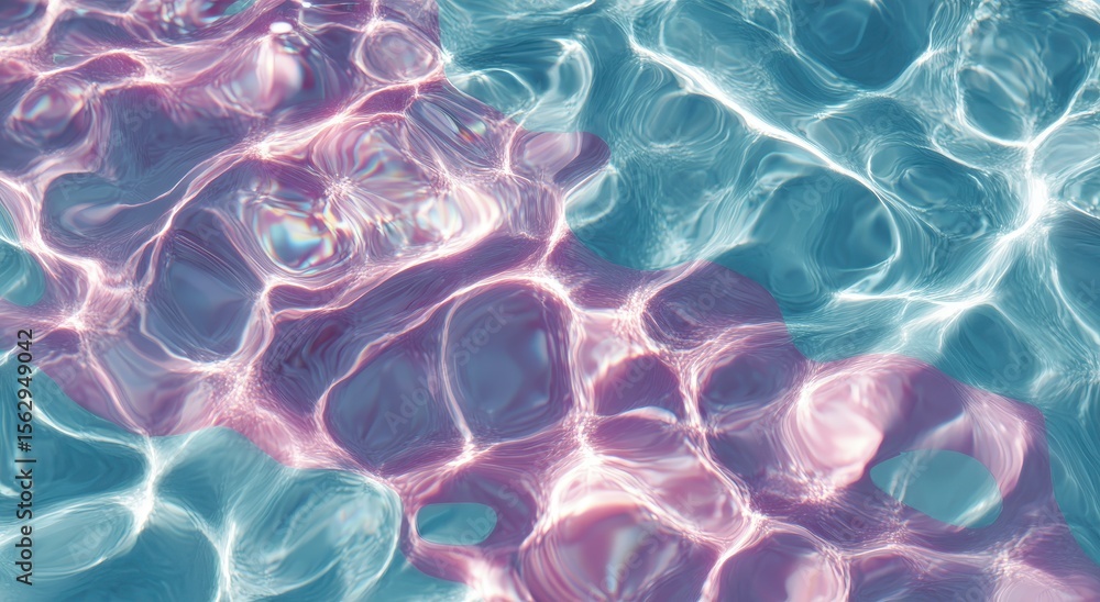 Poster light plays on water surface creating an abstract ripple pattern for summer design