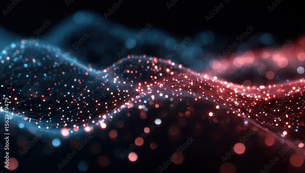 Poster abstract data wave on dark background for tech, science or futuristic use